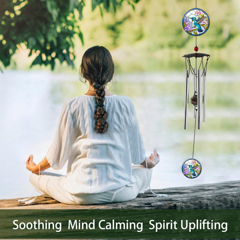 Tuned tubes create soothing, nature inspired melodies in breeze.