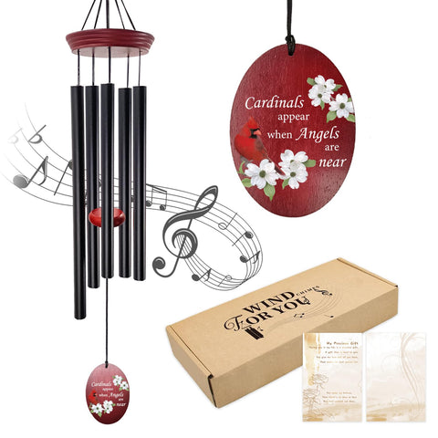 Howarmer Cardinal Memorial Windchime with red sail evokes comforting remembrance outdoors
