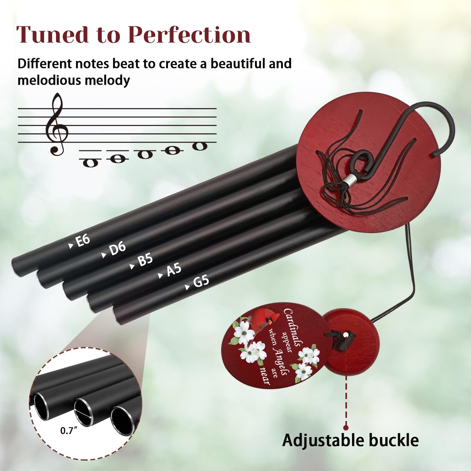 Howarmer windchime features a waterproof wooden top for durable outdoor use