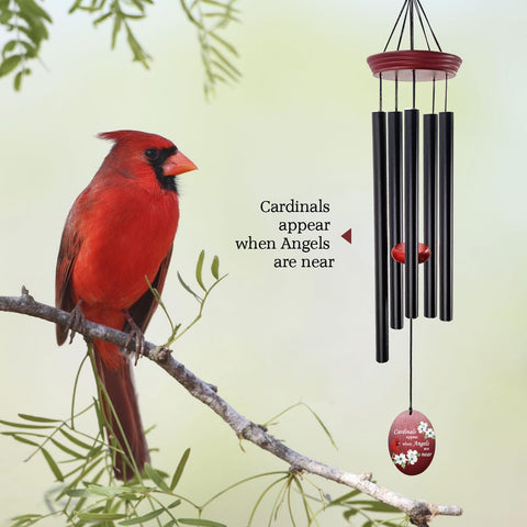 Howarmer Cardinal Memorial Windchime resists weather with aluminum tubes and waterproof top for year-round display