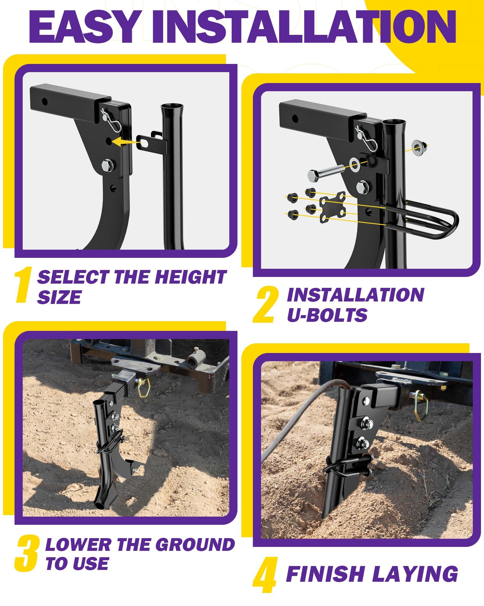 HOWBOW installation on a tractor implement is quick and straightforward