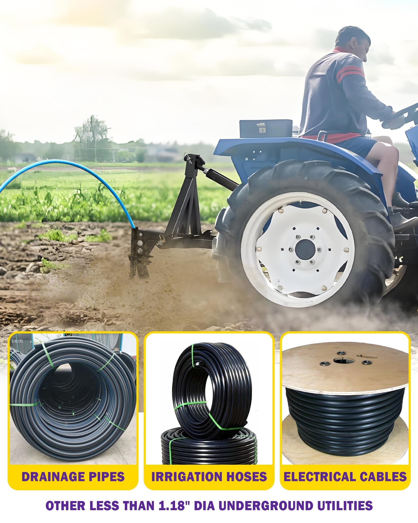 HOWBOW trencher feeds a pipe while driving for efficient trenching
