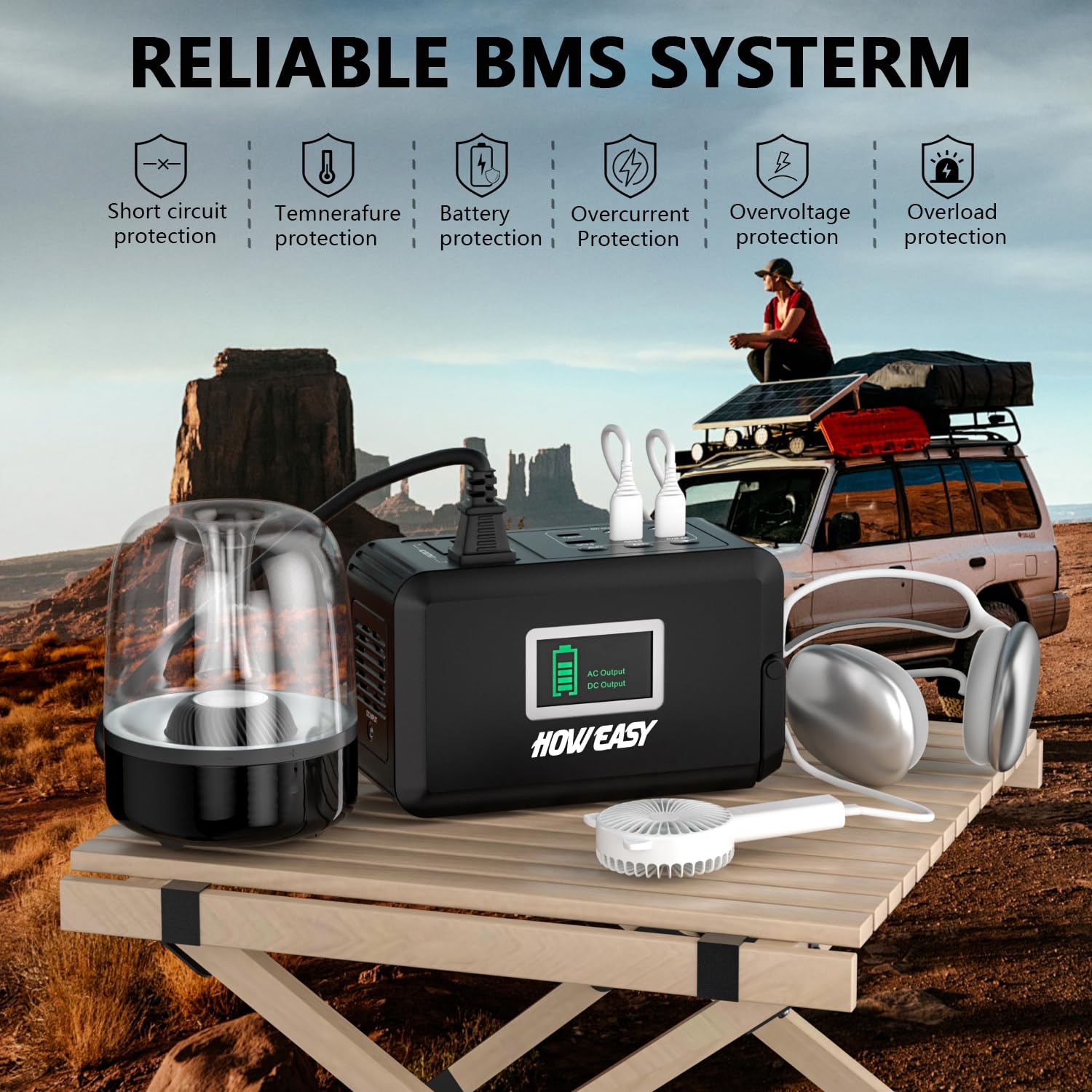 HOWEASY unit featuring BMS and side cooling vents for safety