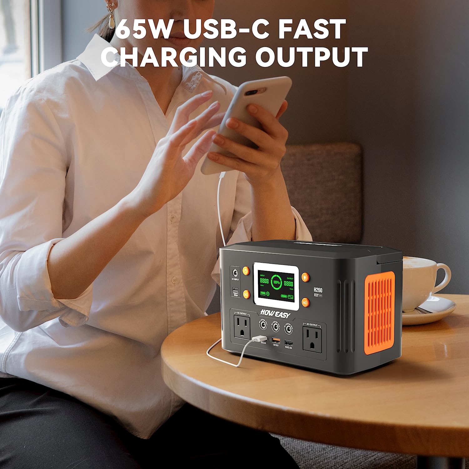 HOWEASY portable power station solar recharge capability illustration