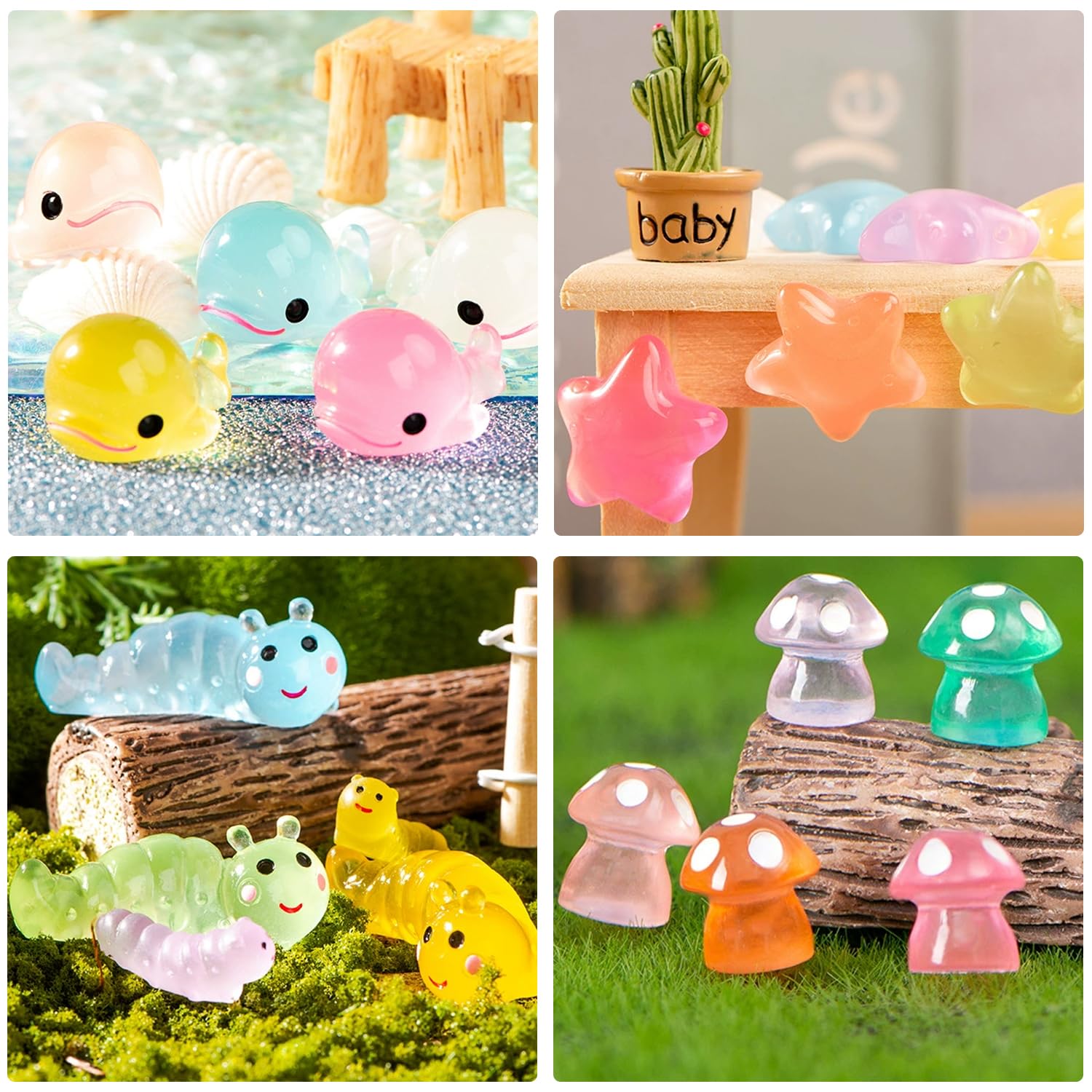 HOWHYUE luminous miniature animals add magical glow to fairy garden landscapes