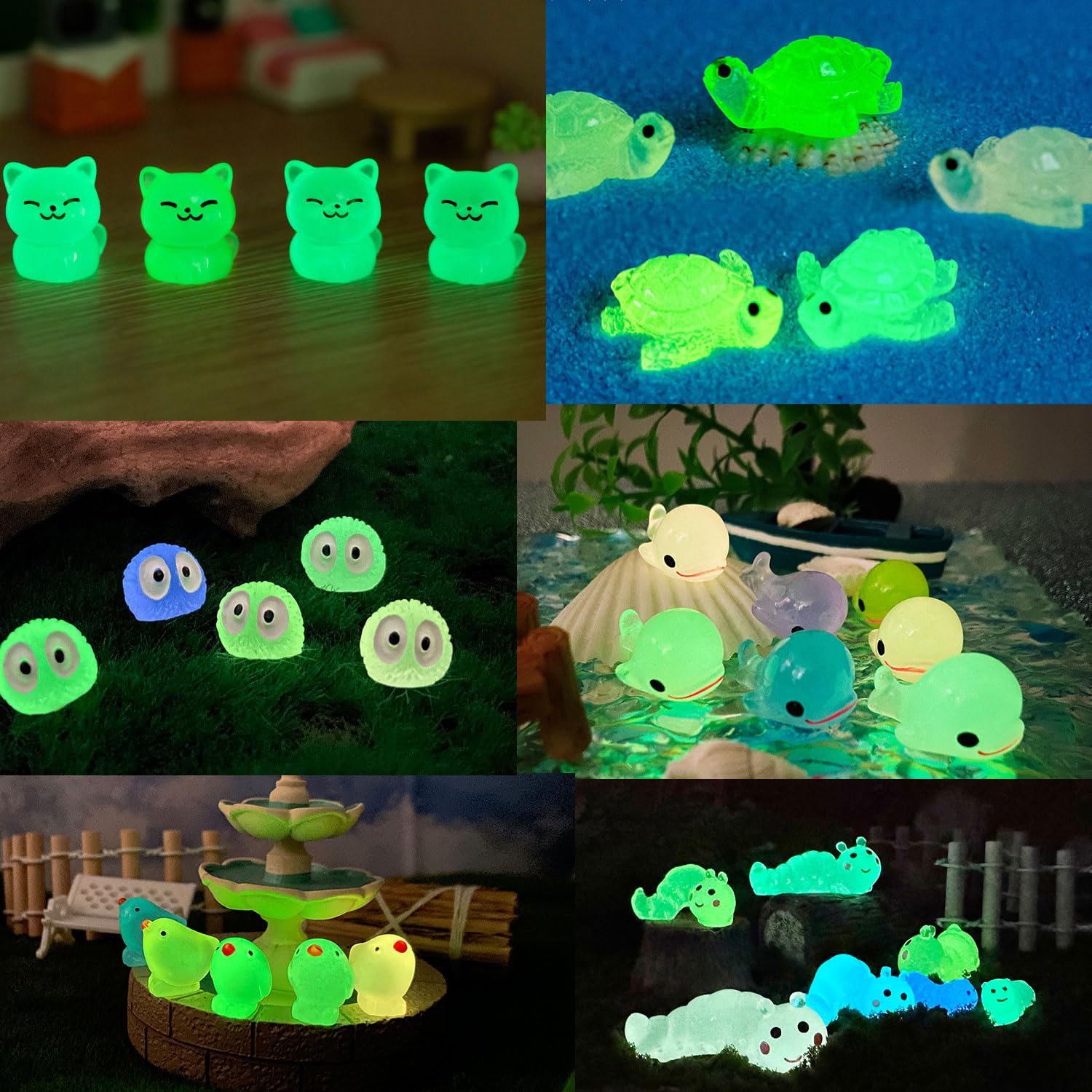 HOWHYUE glow-in-the-dark figures provide creative display options indoors