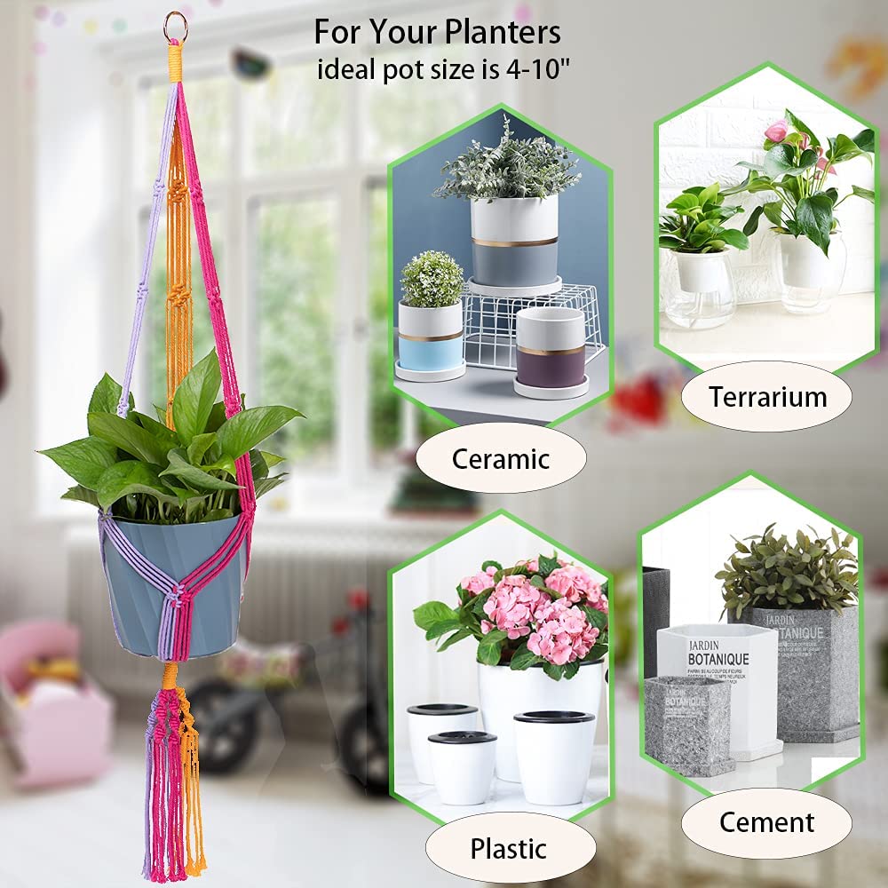 HOWMAX handmade cotton rope macrame hanger highlighting natural material and durability.