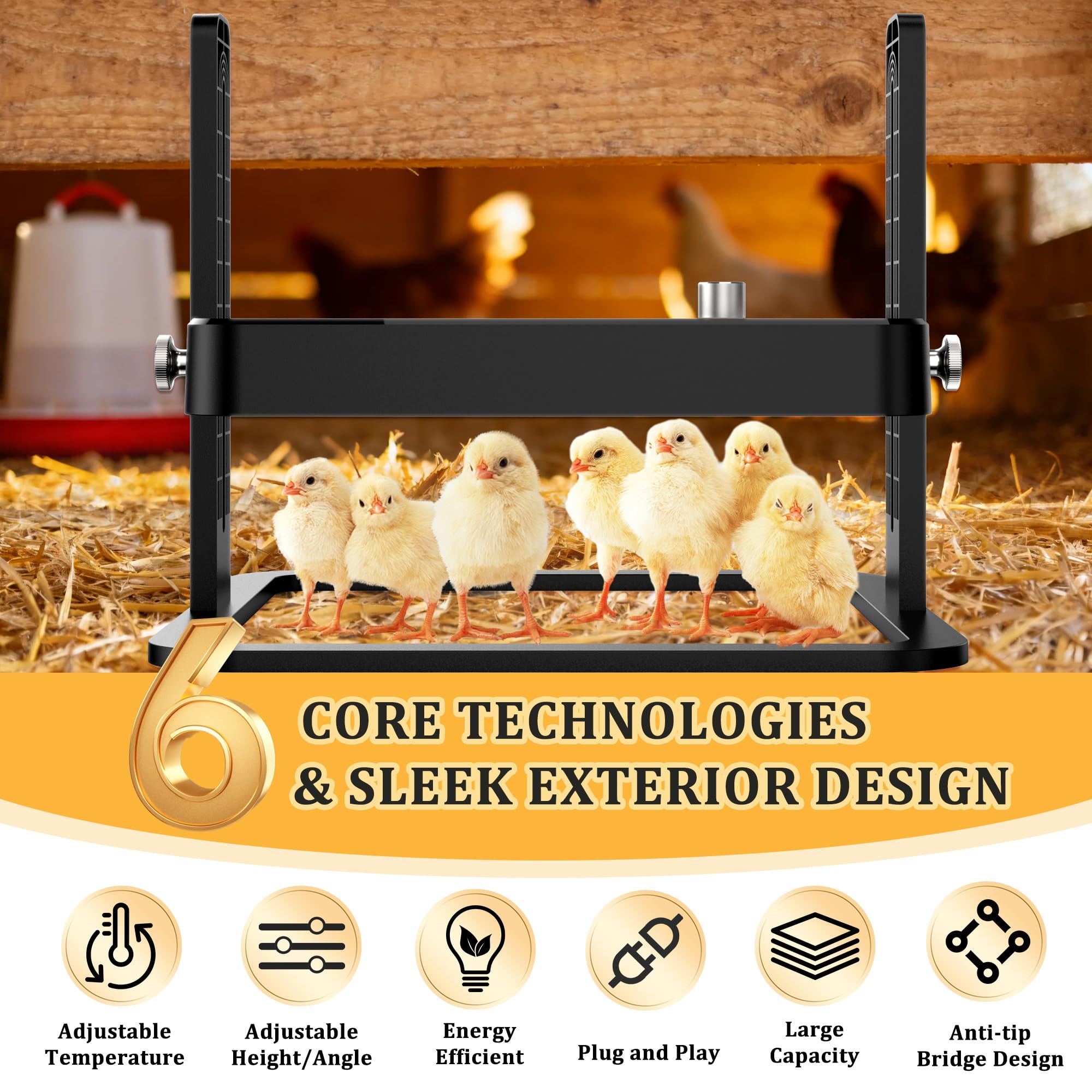 HOWOOIUA heating plate height adjustment supports optimal warmth as young birds grow
