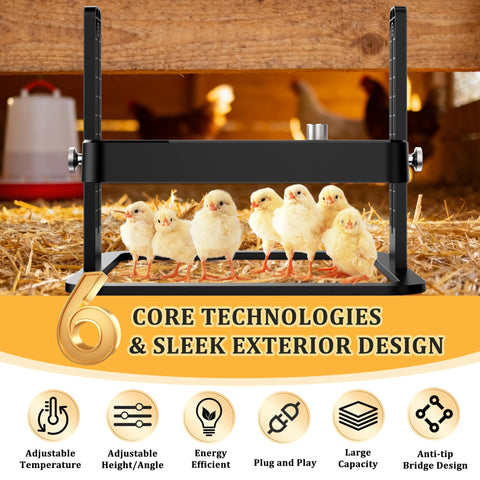 HOWOOIUA heating plate height adjustment supports optimal warmth as young birds grow