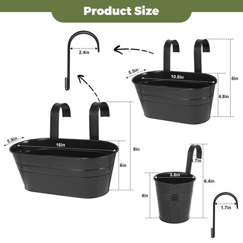 HowRU three size metal iron hanging pots medium for railing decoration