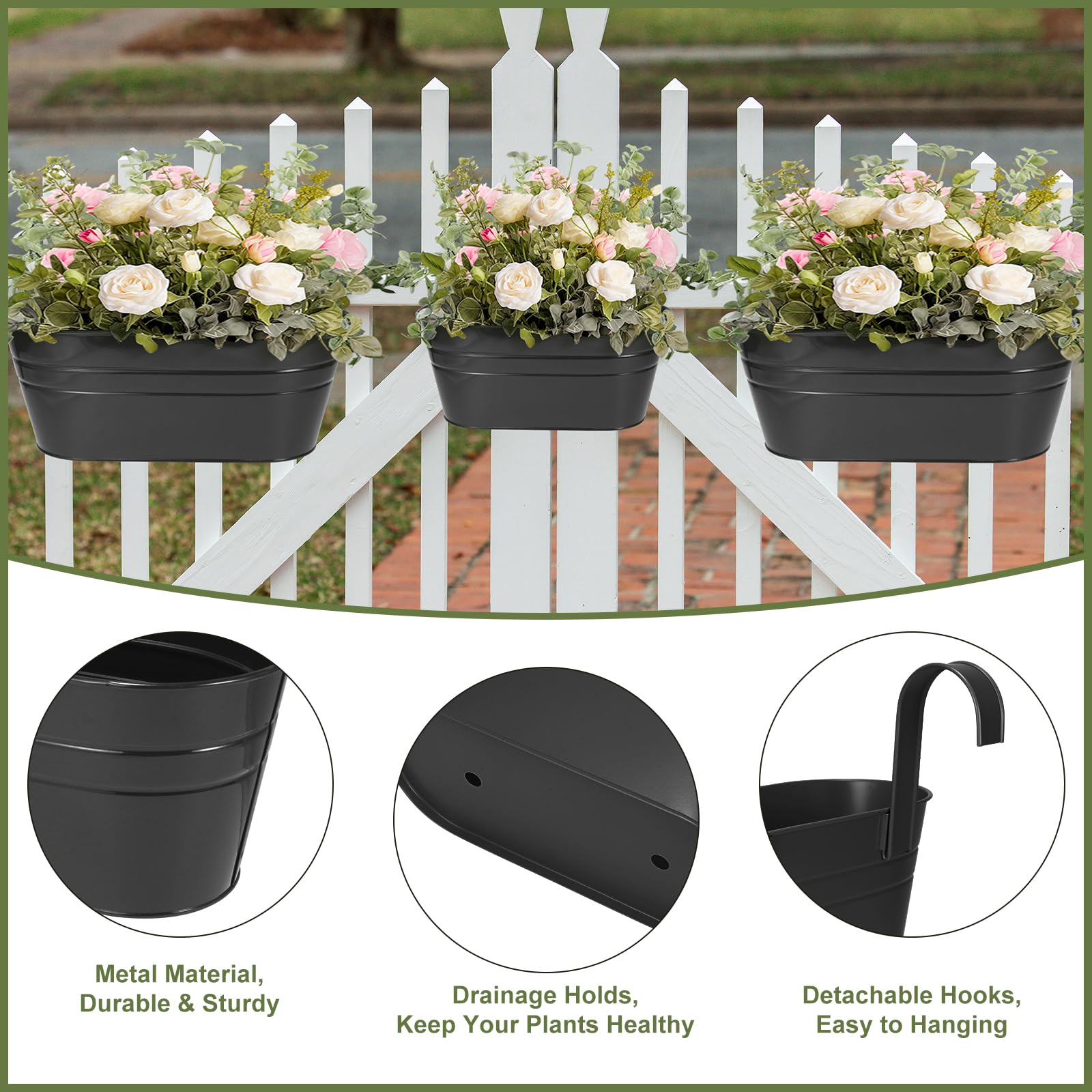 HowRU three size metal iron hanging pots small for compact porches