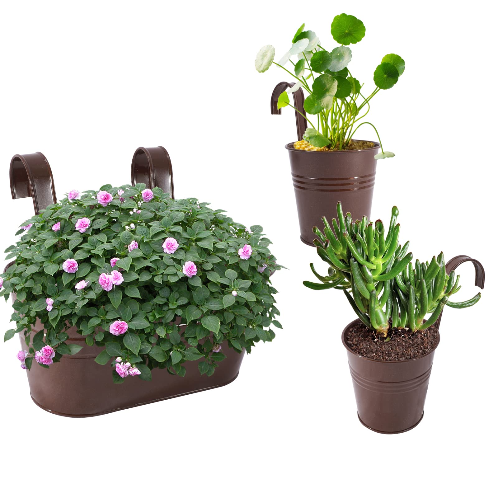 HowRU bronze hanging planters with hooks for fences and rails