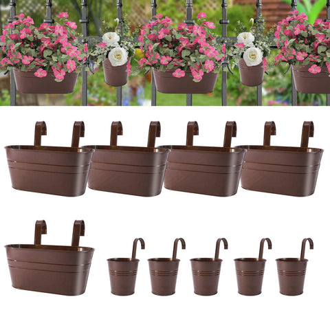HowRU bronze metal railing pots framed on a balcony for space-saving gardening