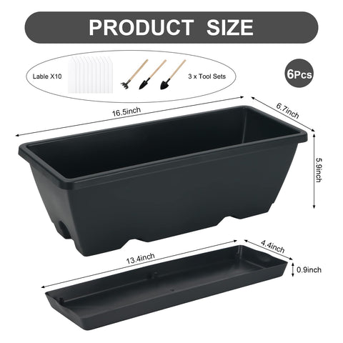 HOXHA 17 inch window planter tray showing drainage design