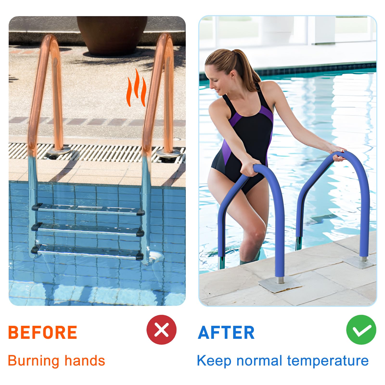 HOXHA railing cover enhances comfort during pool and hot tub entries.