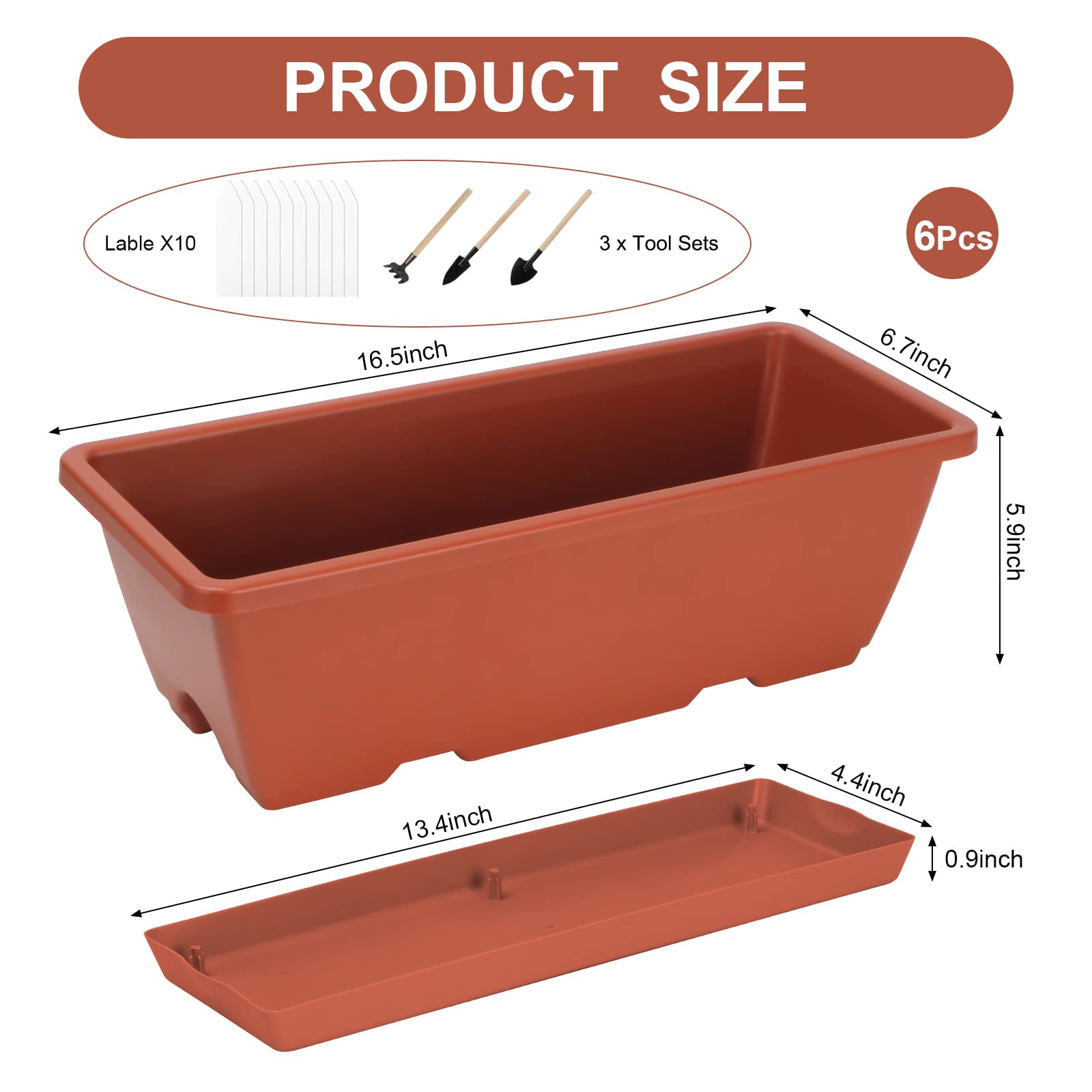 HOXHA durable plastic window box planters withstand outdoor weather for balcony gardens