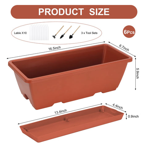 HOXHA durable plastic window box planters withstand outdoor weather for balcony gardens