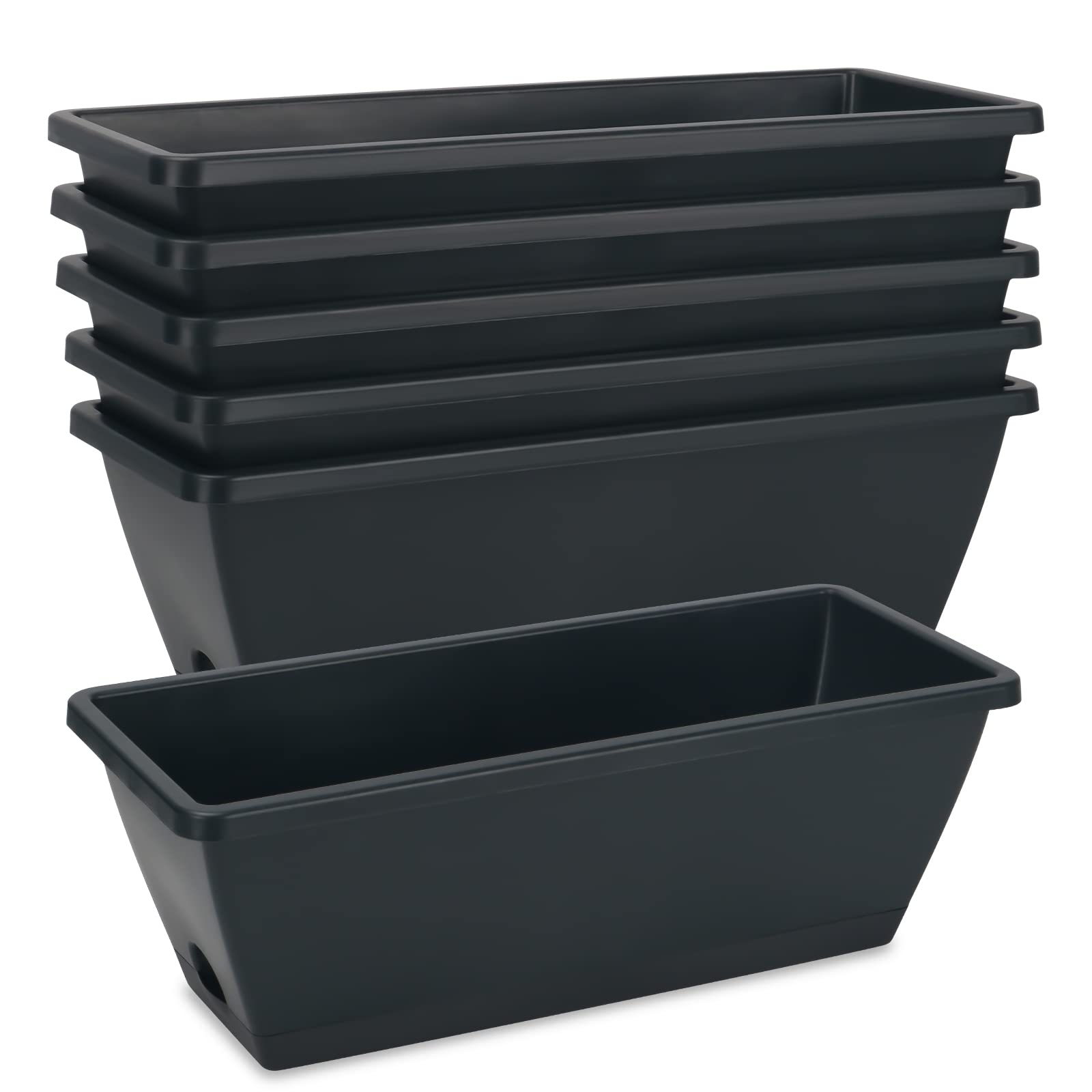 HOXHA window box planter 6-pack with tray for windowsill gardening
