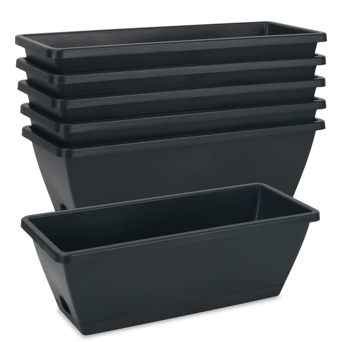 HOXHA window box planter 6-pack with tray for windowsill gardening