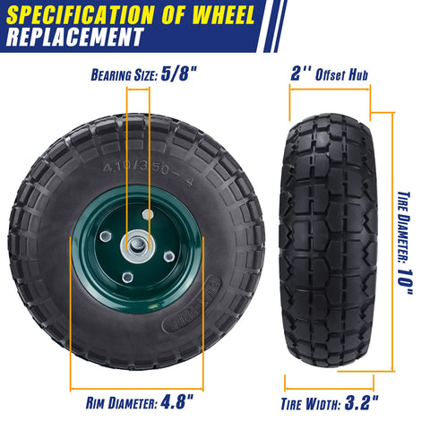 HOXWELL 4-pack tires and wheels ready for quick replacement on garden carts.
