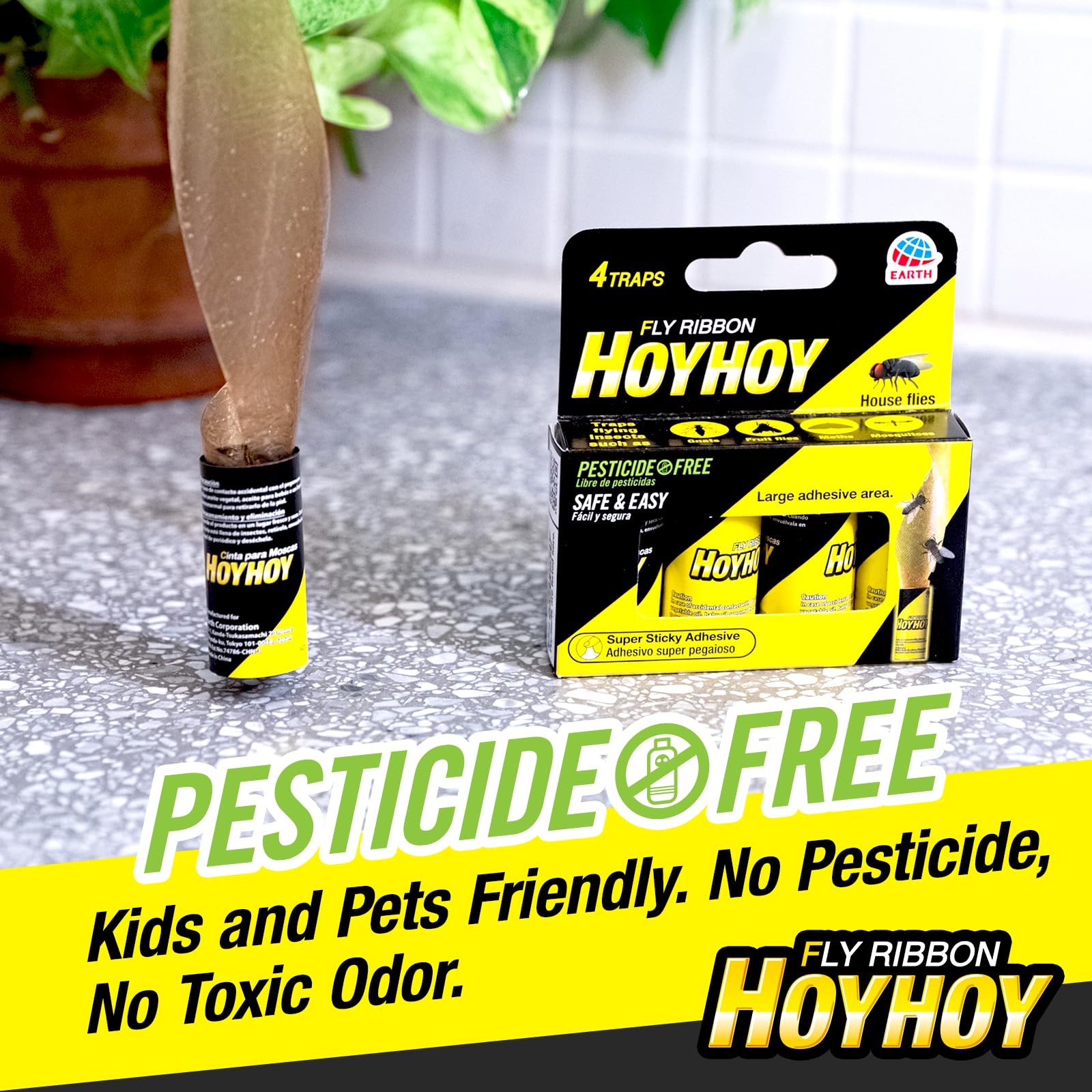 Hoy Hoy Fly Ribbon 4 Traps garden use reduces outdoor pest nuisances