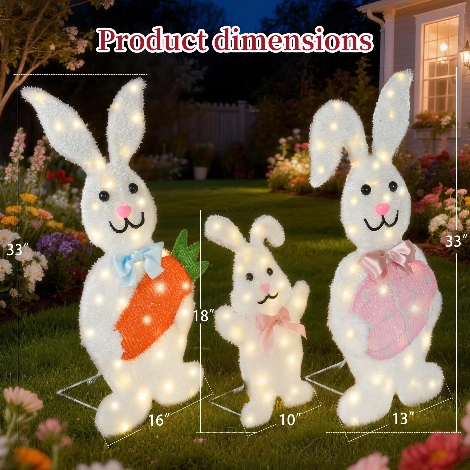 HOYECHI metal-frame bunnies withstand outdoor weather and maintain shapes.