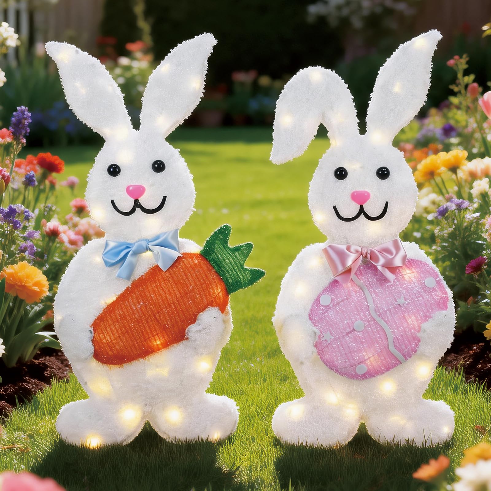 HOYECHI doorstep bunny decor creates welcoming curb appeal