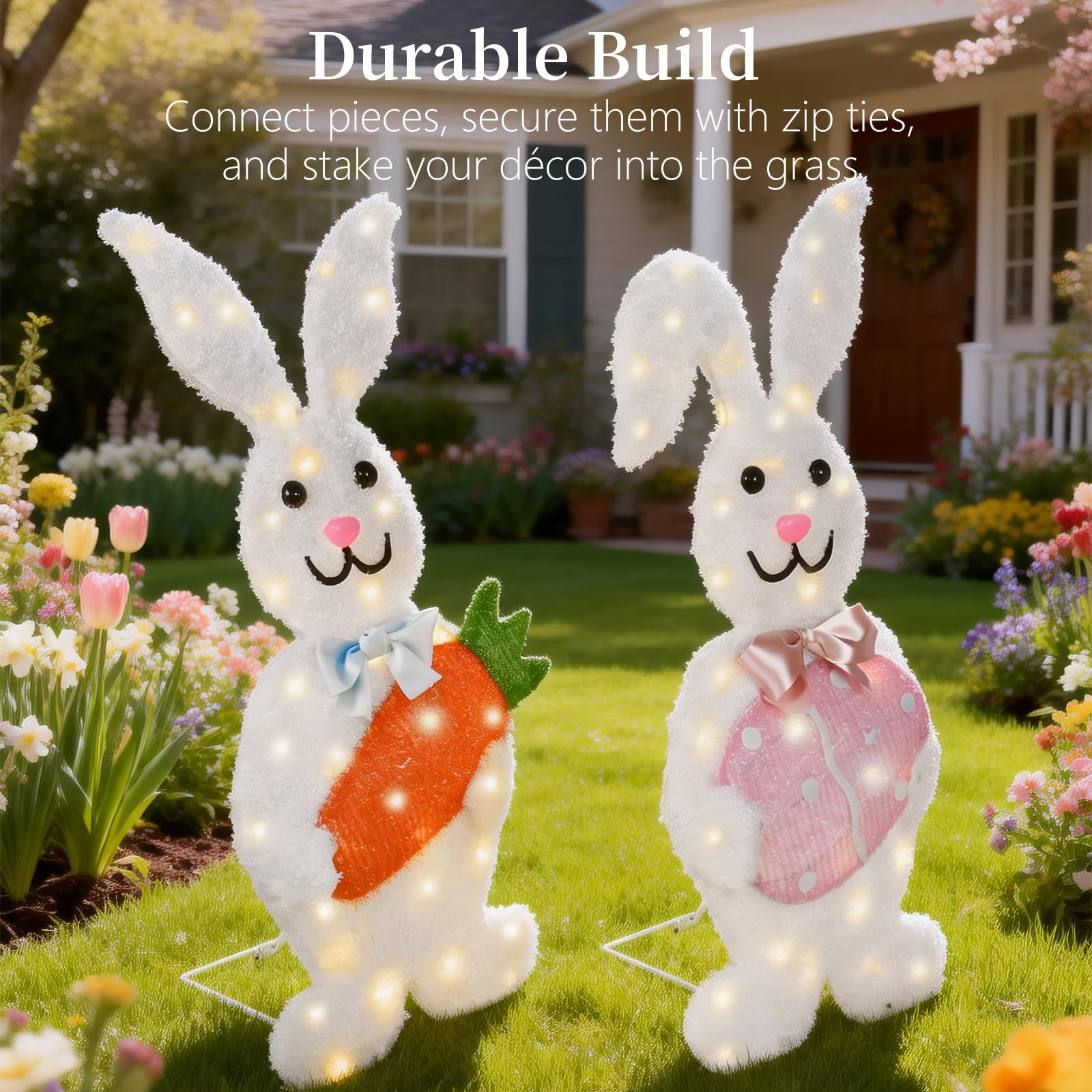 HOYECHI night-lit bunnies brighten the lawn during spring evenings