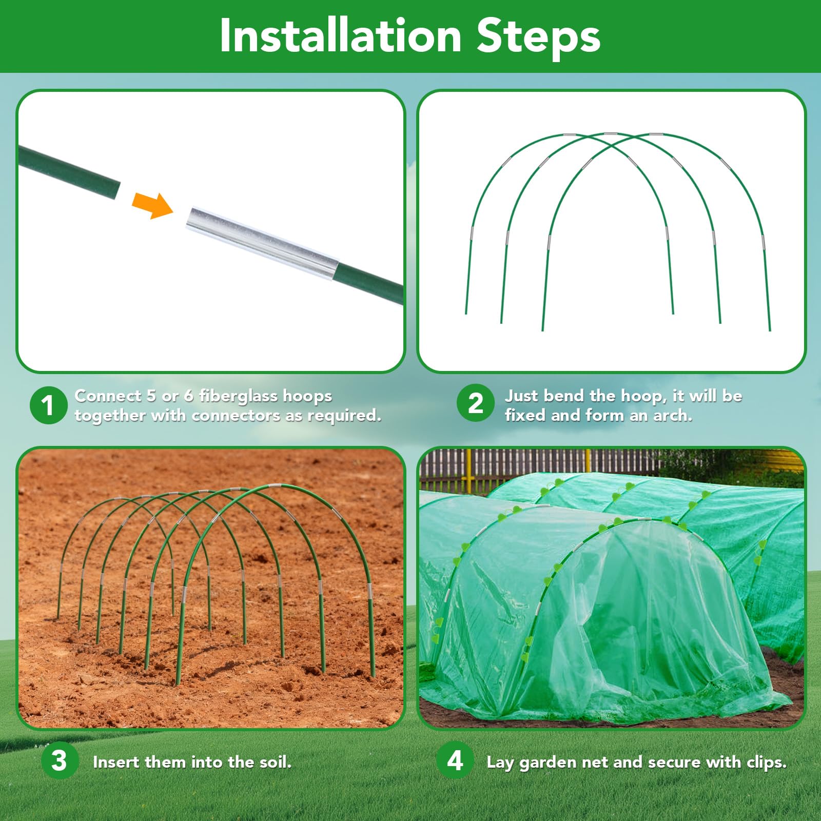 Hoyejyou flexible garden hoops bend to fit bed contours