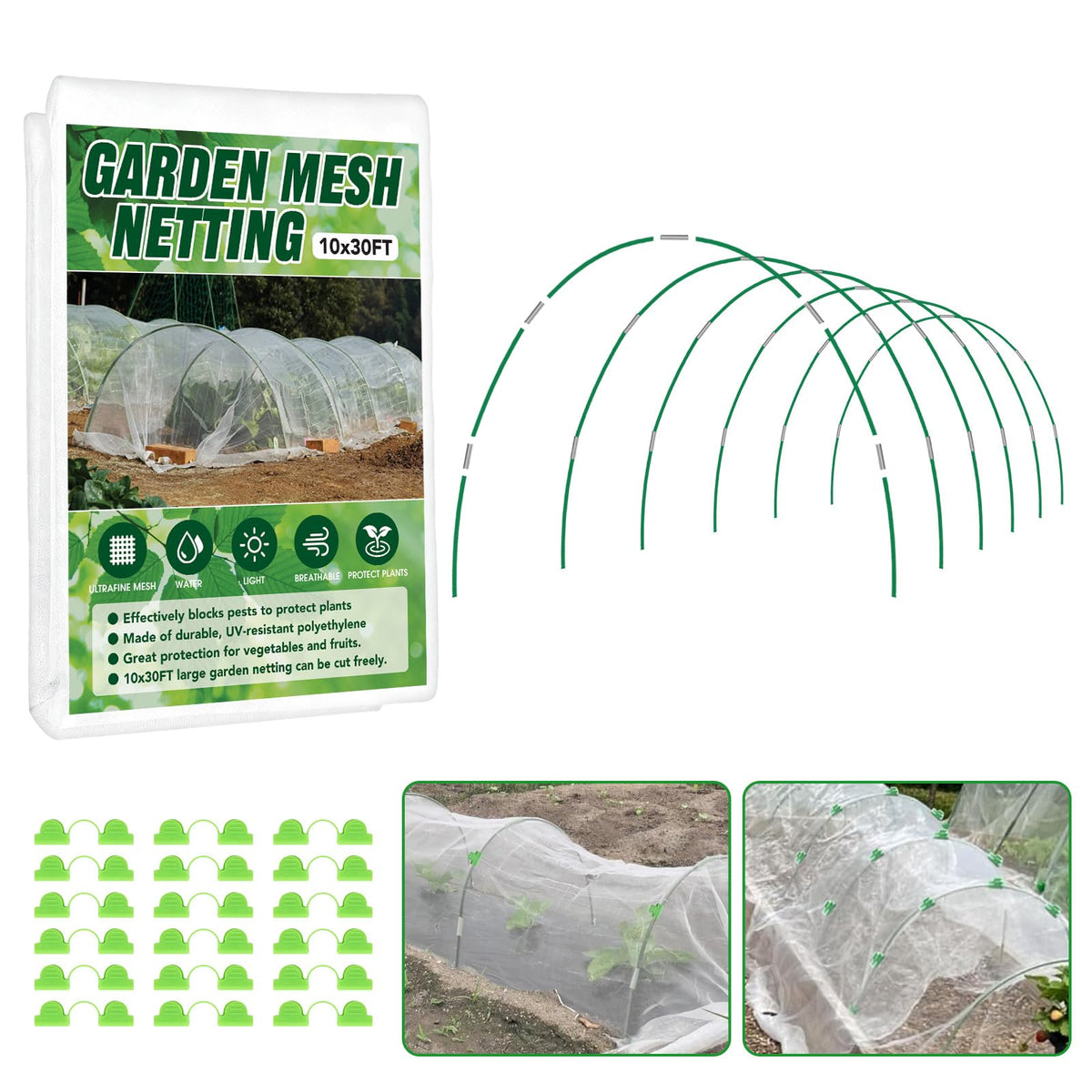 Hoyejyou garden netting kit cover assembly protects raised beds from pests