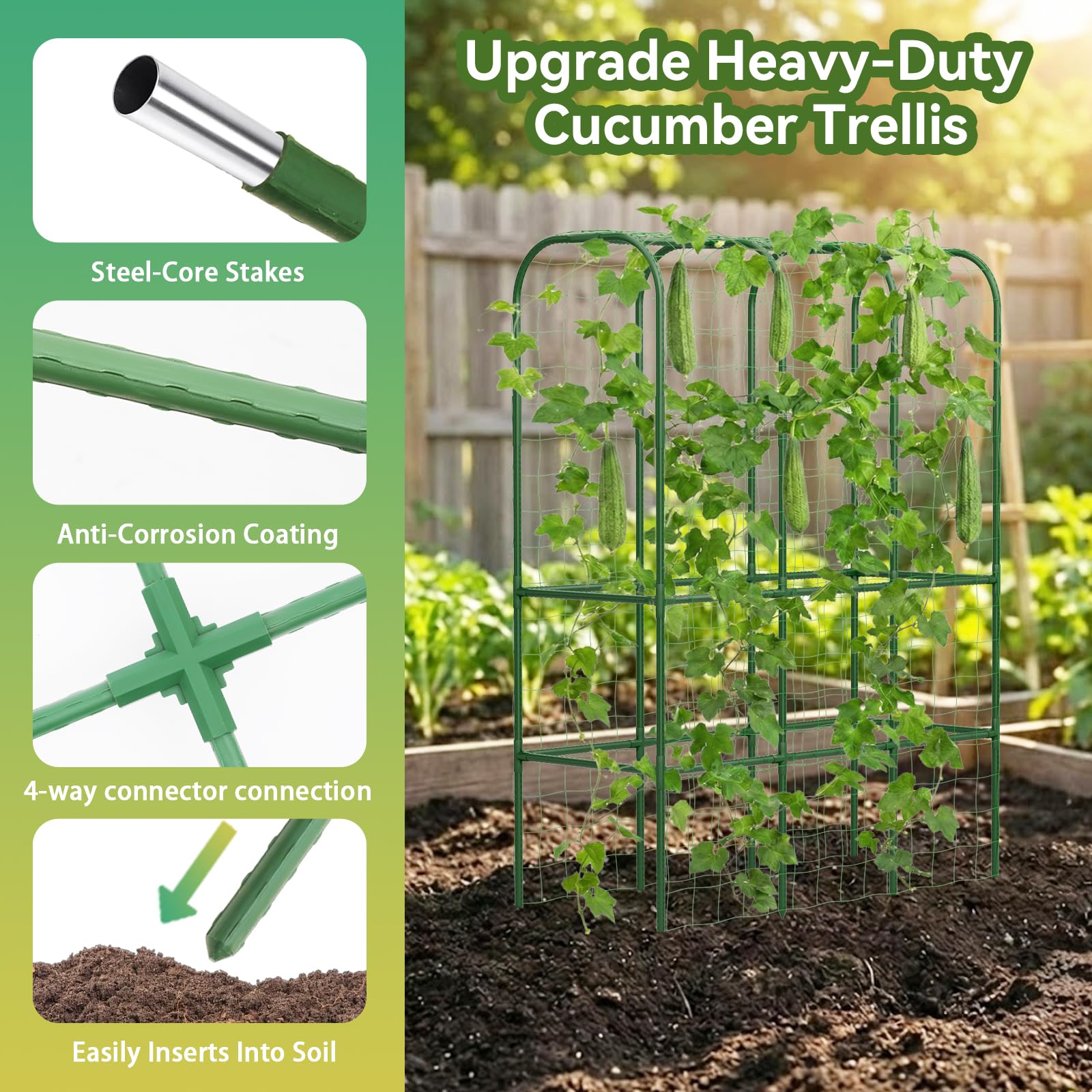 Hoyejyou U-frame garden arch keeps vines neatly spaced for better light and airflow.