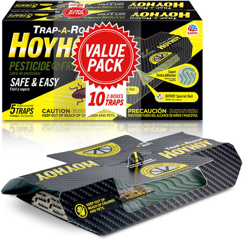 HOY HOY Trap A Roach packaging shows two-pack kit for indoor pest control