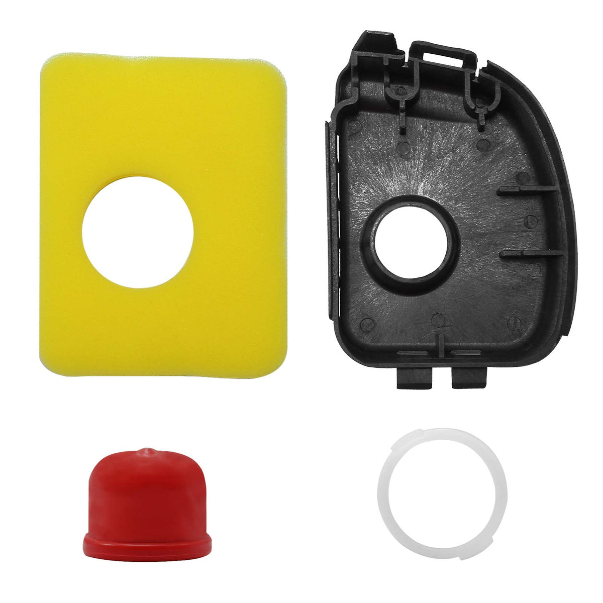 Hoypeyfiy air cleaner cover shown on a mower for enhanced engine protection.