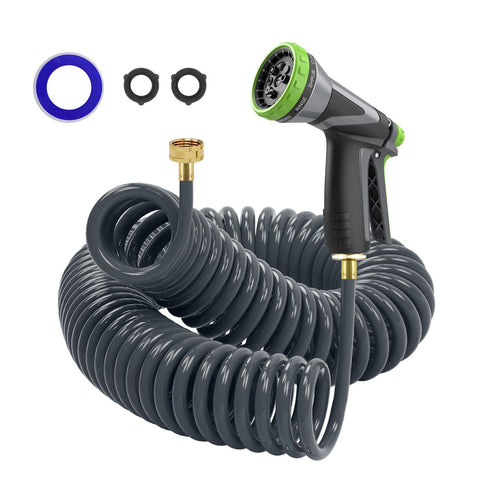 Hozcart coil hose 25 ft demonstrates flexible reach and compact storage