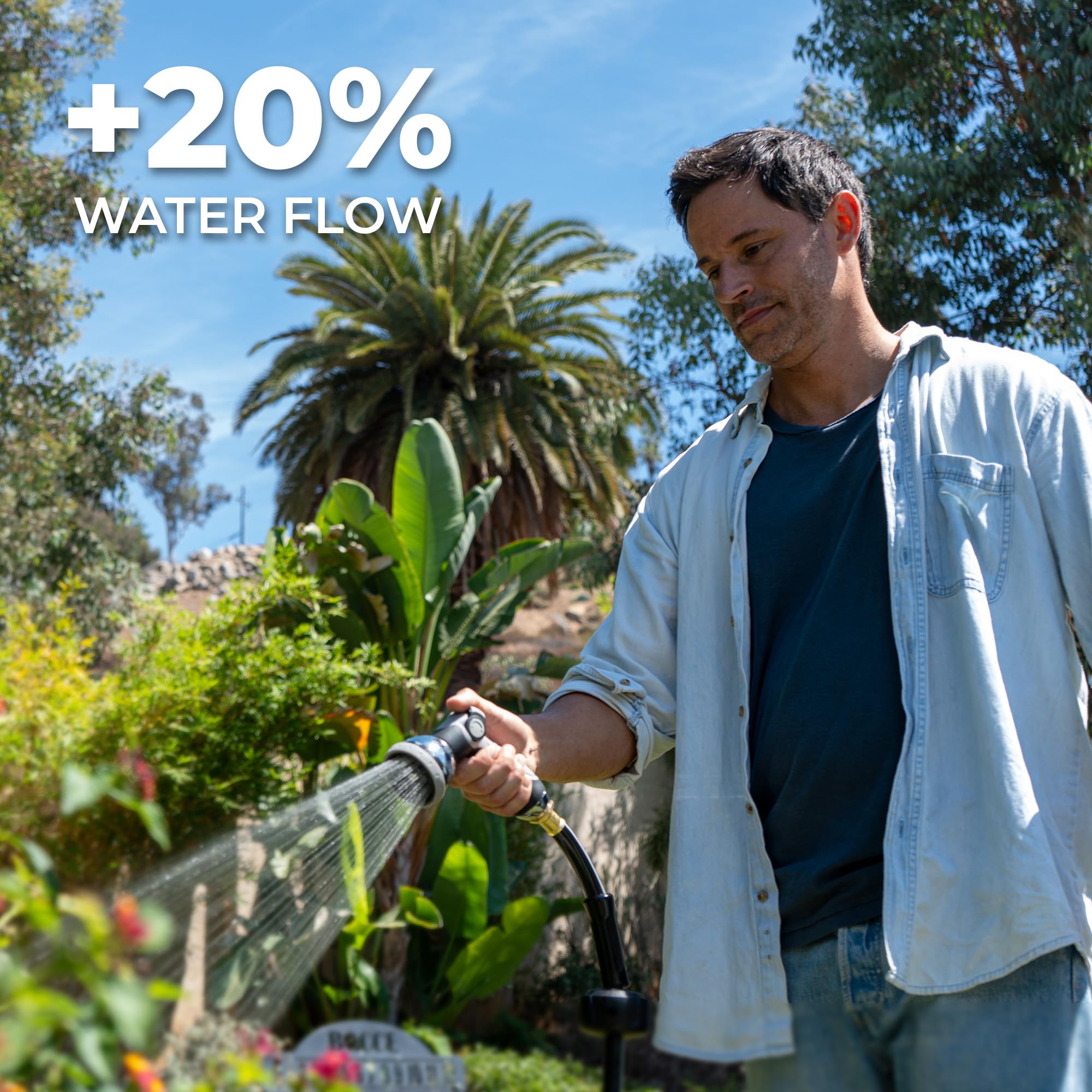 HOZEREEL 180-degree pivot bracket provides broad watering reach.