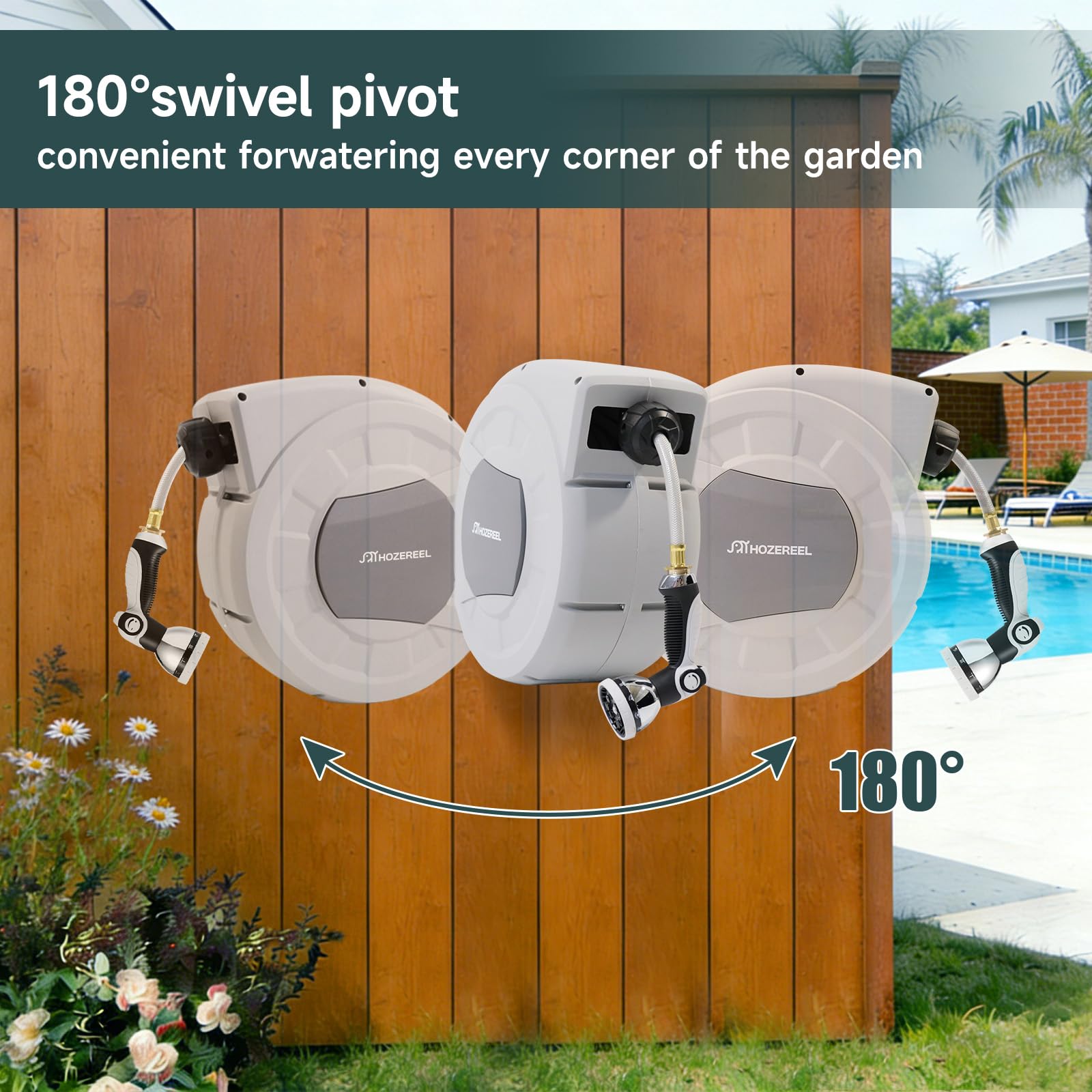 HOZEREEL brass fittings ensure durable, leak-free connections for lasting outdoor performance.