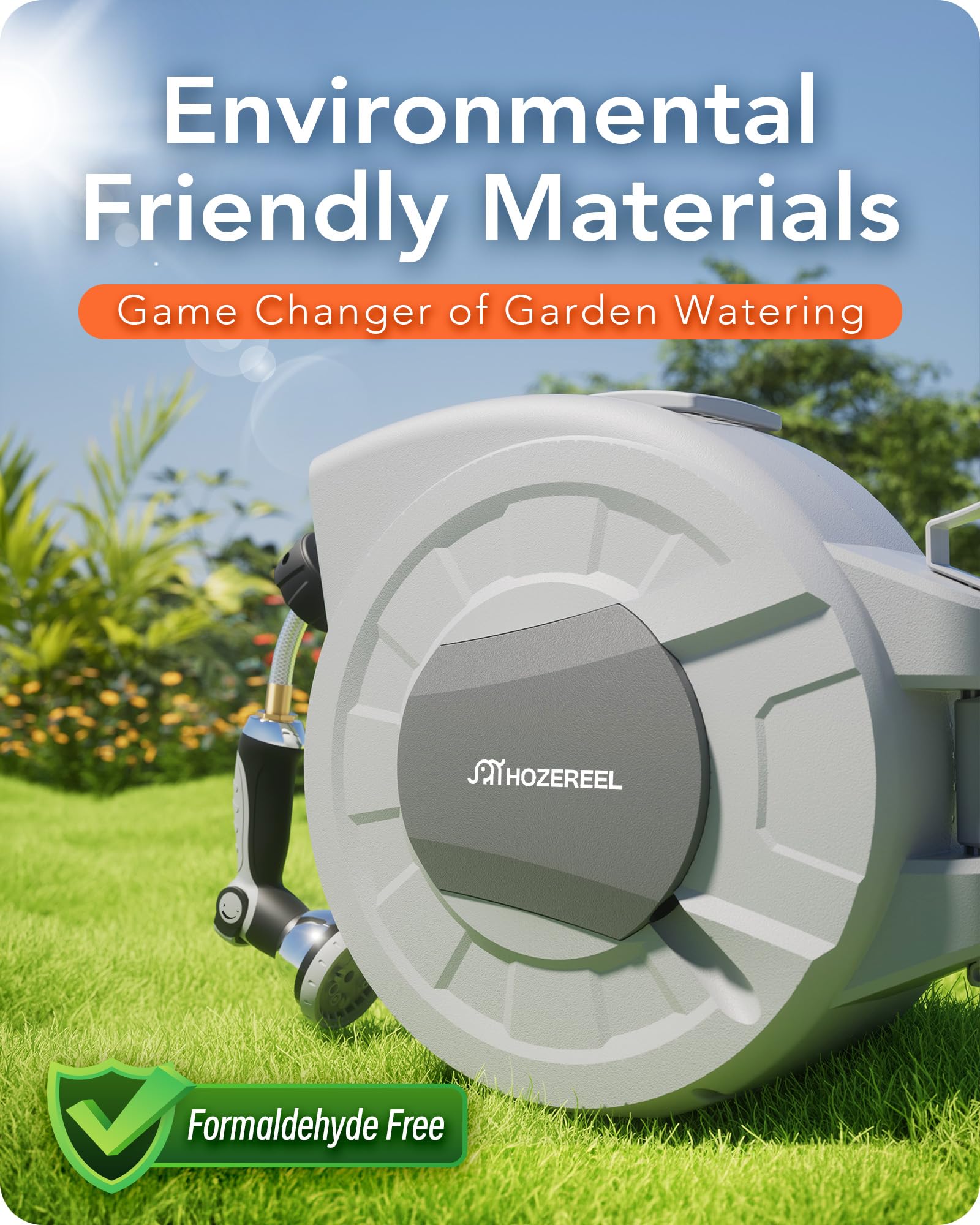 HOZEREEL glossy hose cleans easily after dirty gardening tasks and rebonds for reuse.