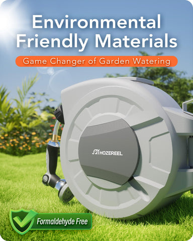 HOZEREEL glossy hose cleans easily after dirty gardening tasks and rebonds for reuse.