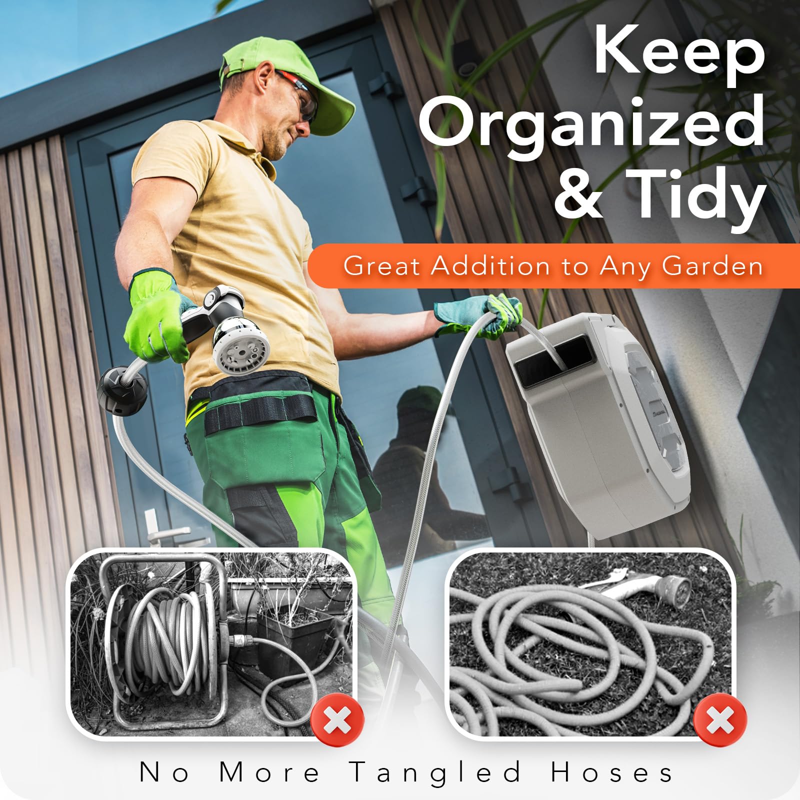 HOZEREEL hoses with glossy finish resist dirt and clean easily.