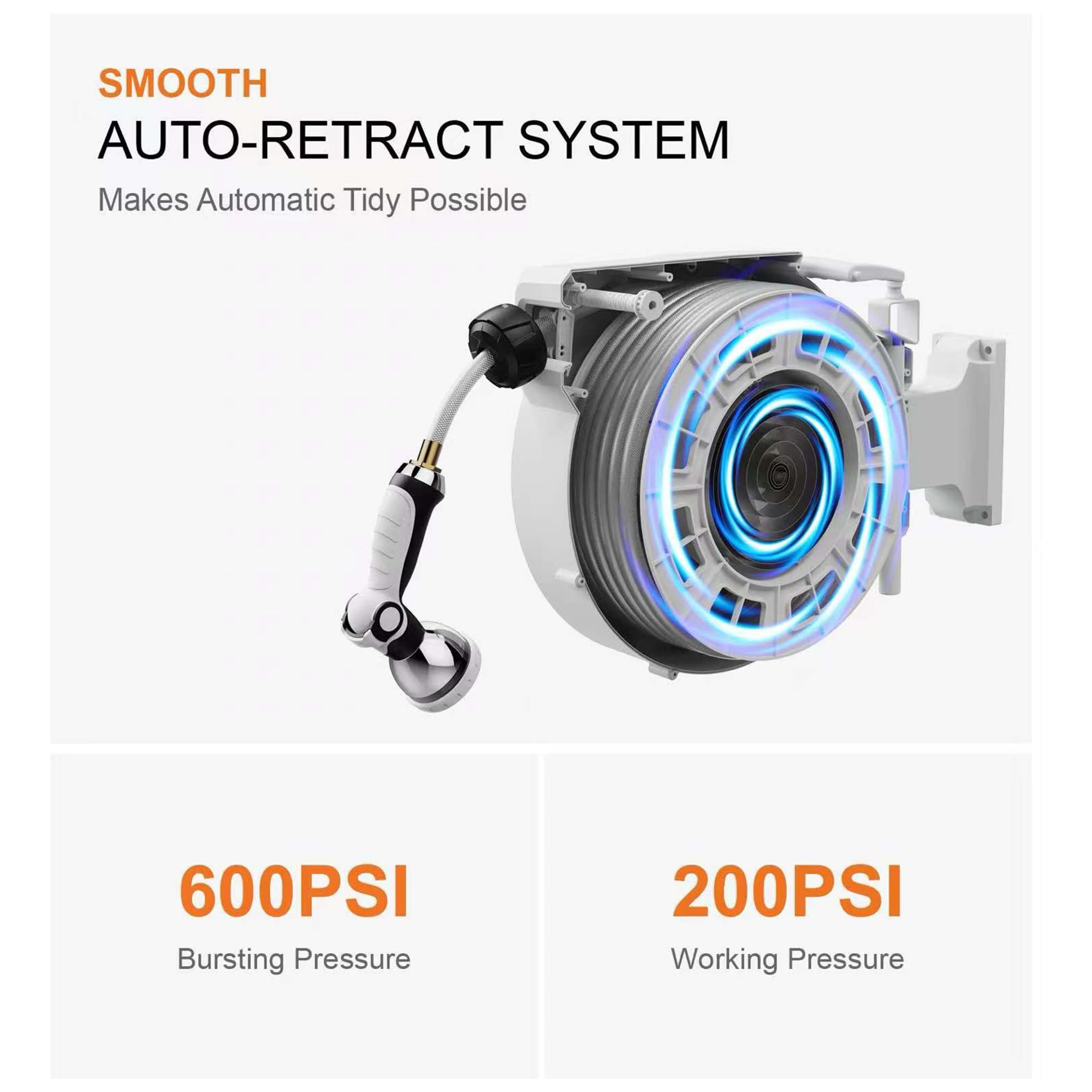 HOZEREEL wide reach saves time moving between zones while watering.