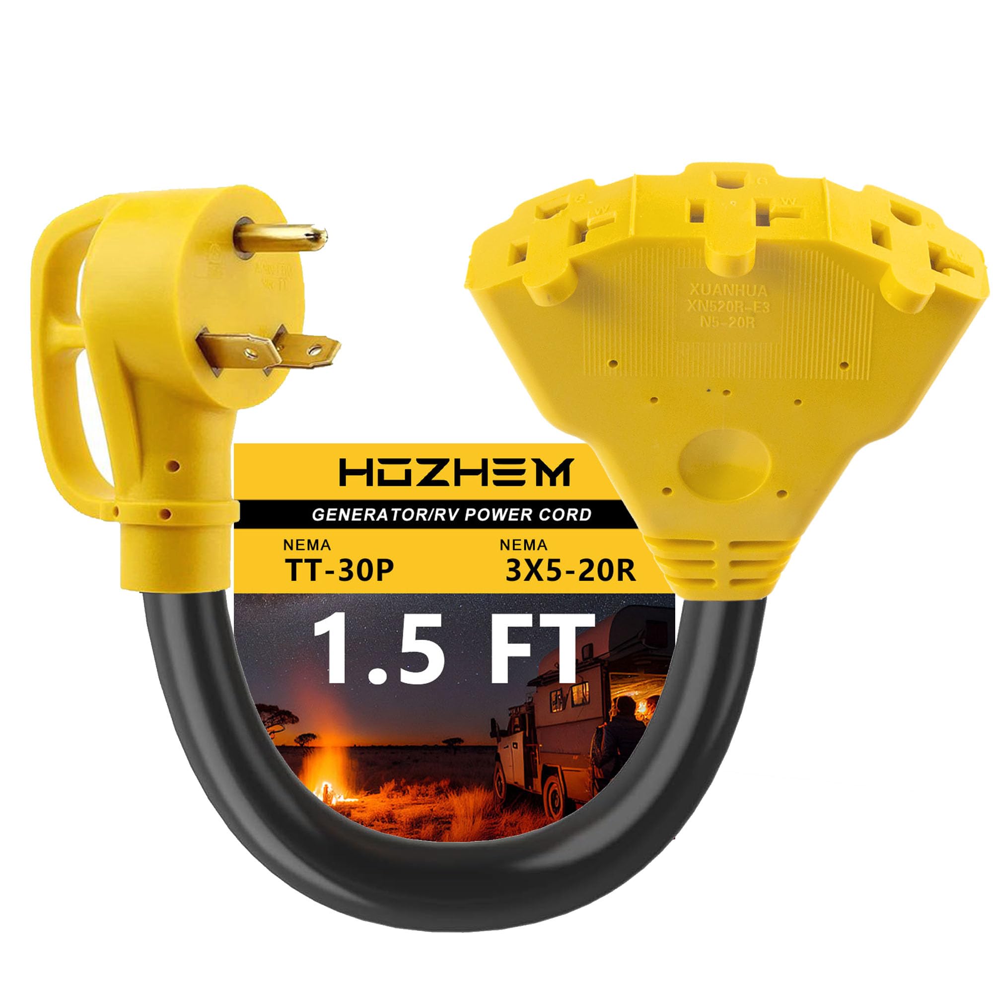 Hozhem 30A to 20A adapter for RVs and tools in 110V circuits