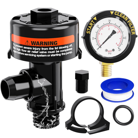 HOZOL high-flow manual relief valve for pool filters enables easy air release