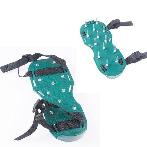 Hozzwhoo lawn aerator shoes top view showing spikes for soil aeration
