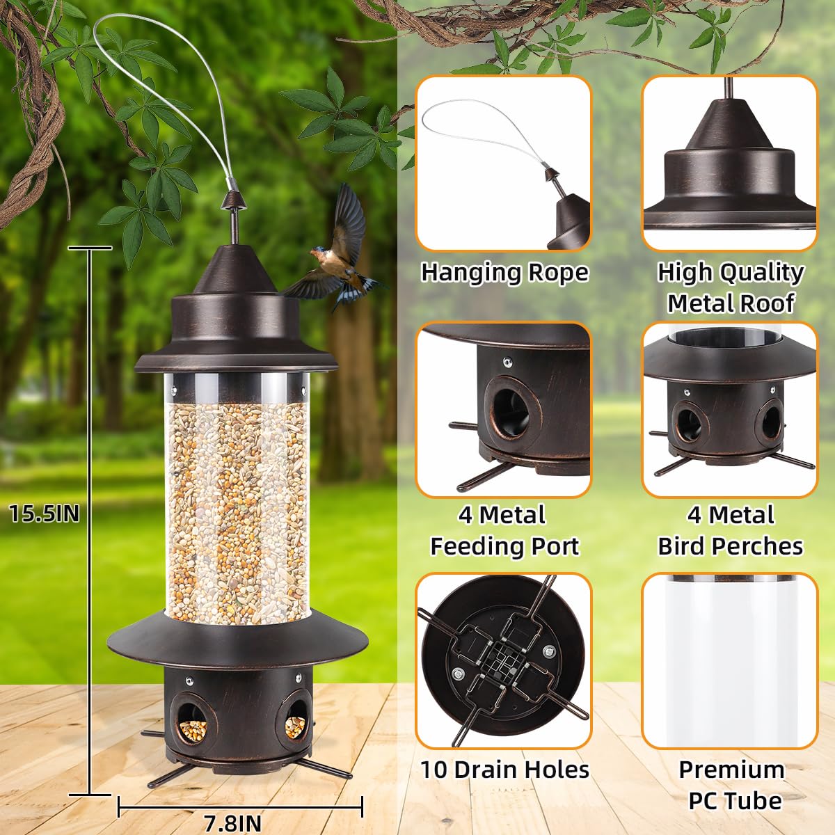 HPEVA bronze perches offer stable support for small birds
