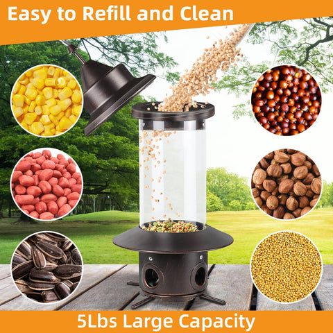 HPEVA bronze feeder ports promote small-bird feeding with minimal squirrel access