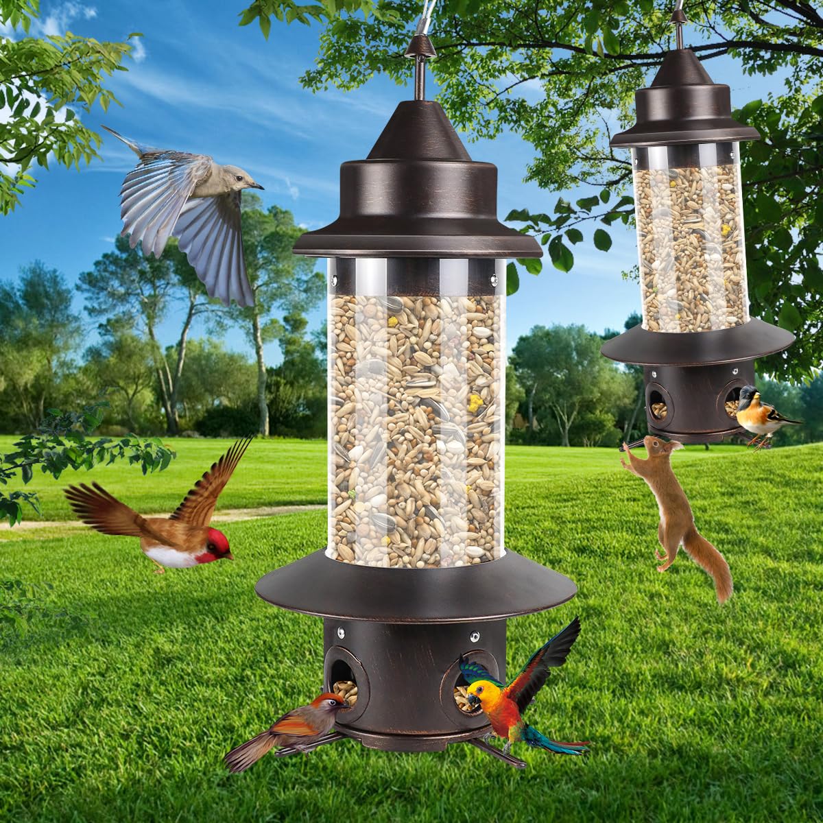 HPEVA bronze squirrel-proof feeder roof shows durable weather-resistant finish