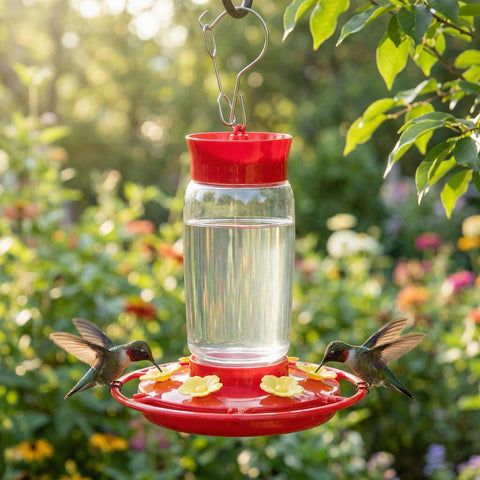 Hpewi 6-port yellow flower feeders attract multiple hummingbirds at once