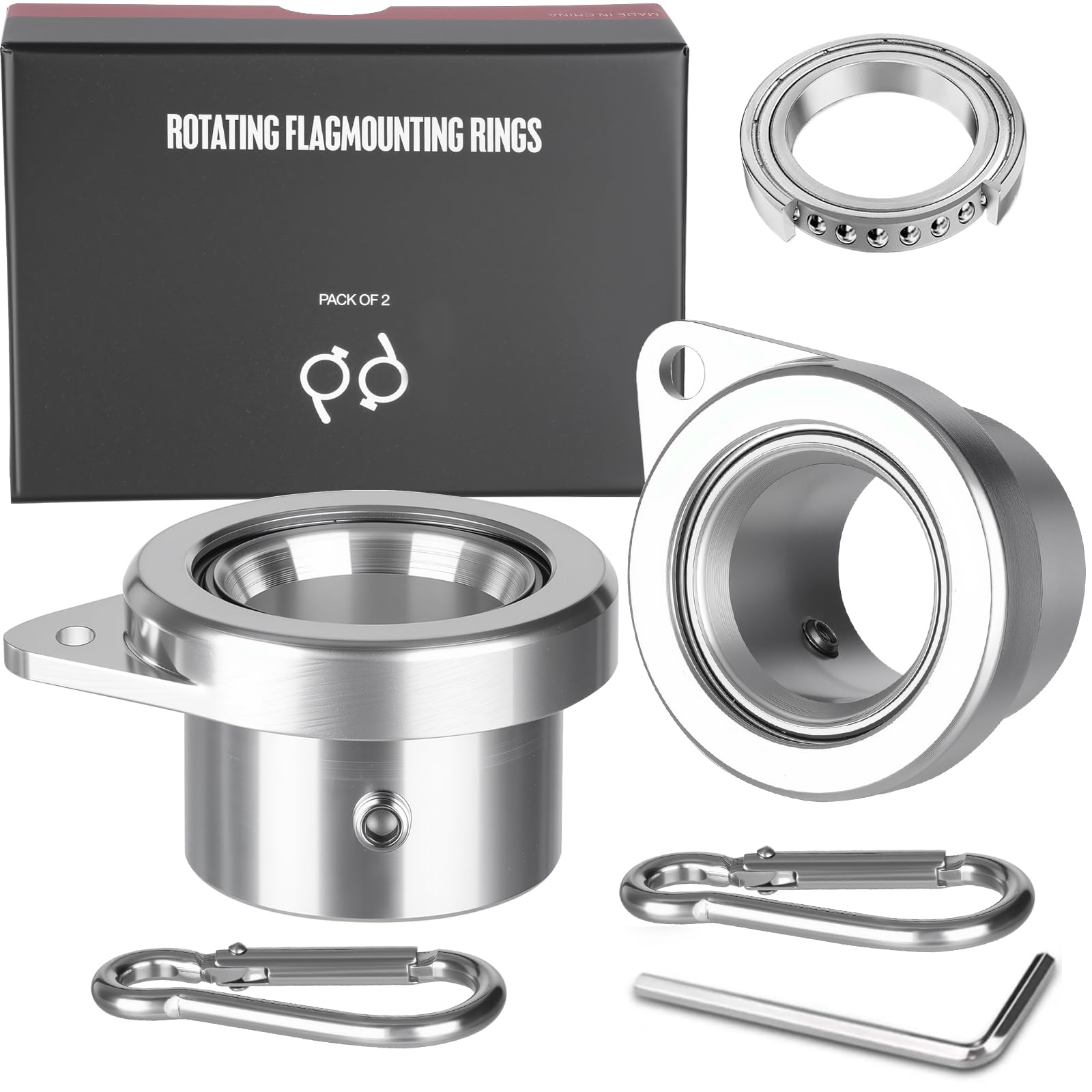 HPGOED bearing steel ball flagpole rings provide smooth 360° rotation.