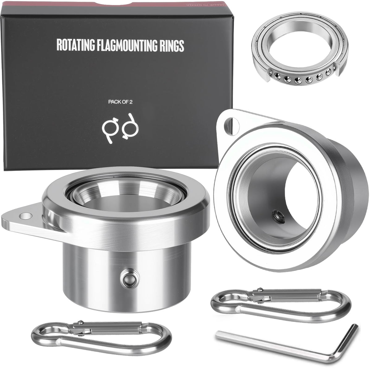 HPGOED bearing steel ball flagpole rings provide smooth 360° rotation.