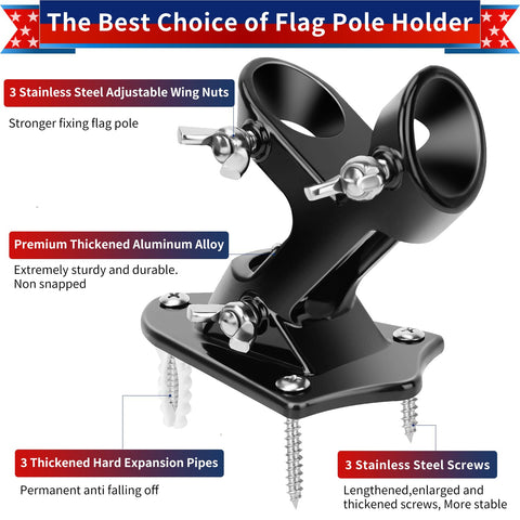 HPGOED flag pole holder aluminum assembly illustrates rust-free construction for long outdoor life.